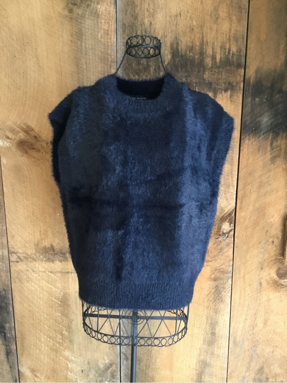 Fuzzy Navy Sleeveless Sweater